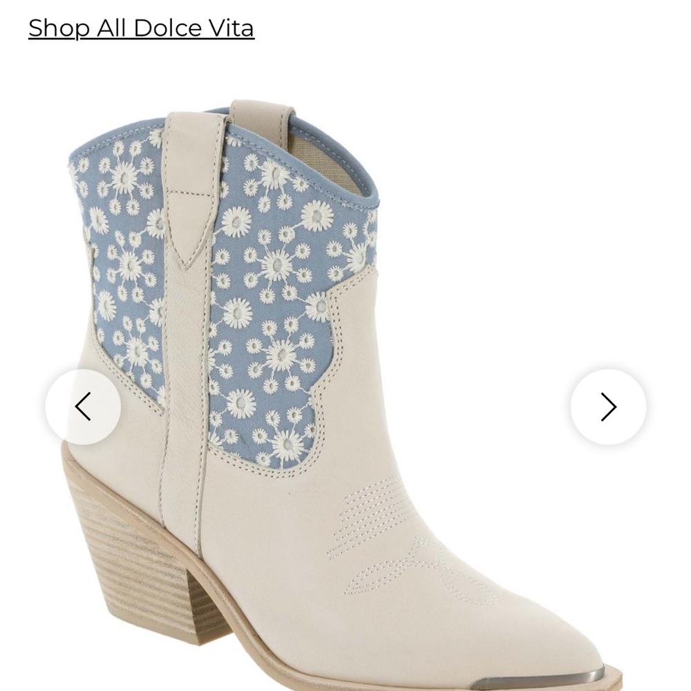 Dolce Vita Nashe Floral Embroidered Cowboy Ankle Boots Rodeo/Concert - Picture 5 of 5